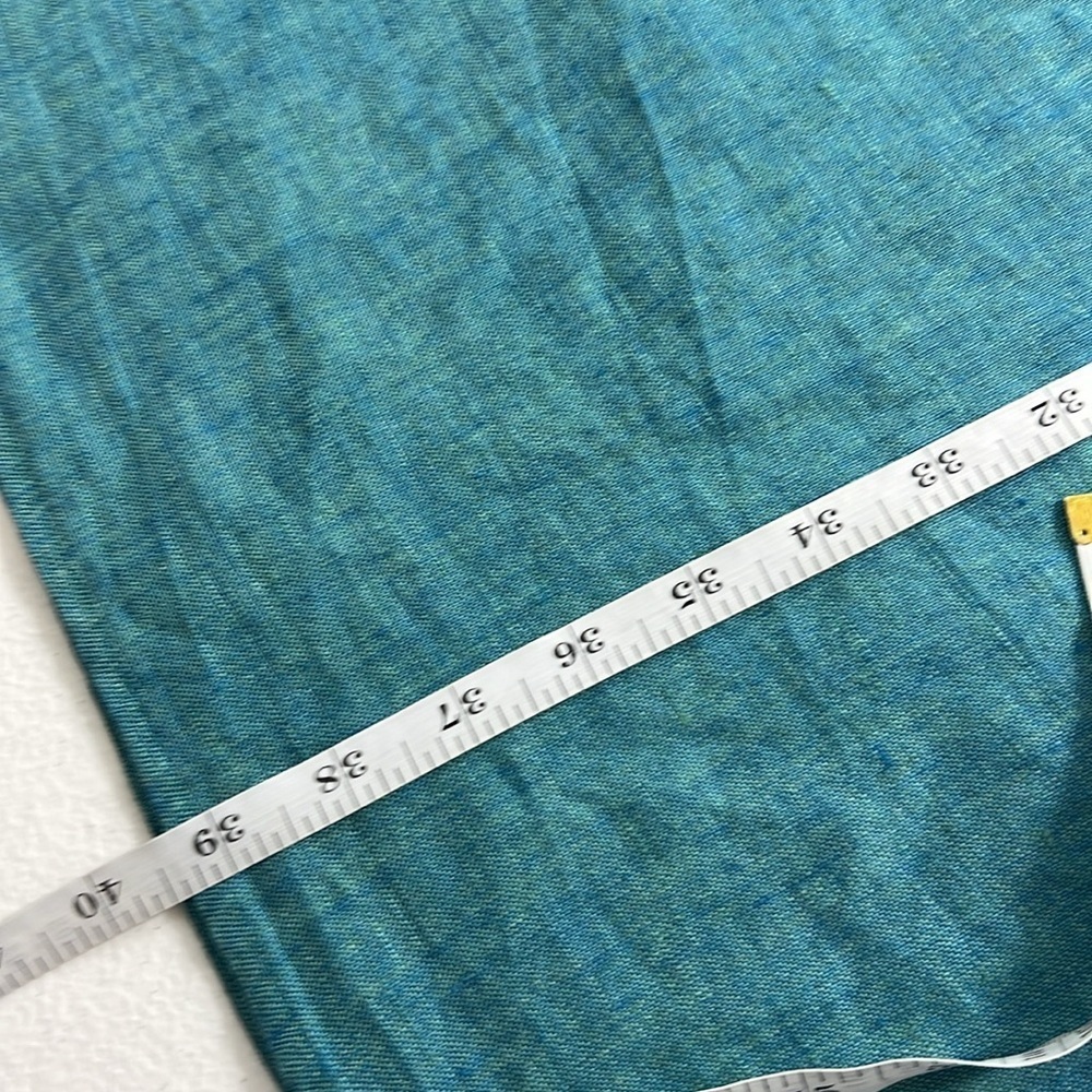 Yuvita Linens Sz XL Midi Cowl Neck Linen Sleeveless Dress Blue/Green Lagenlook - Picture 8 of 11